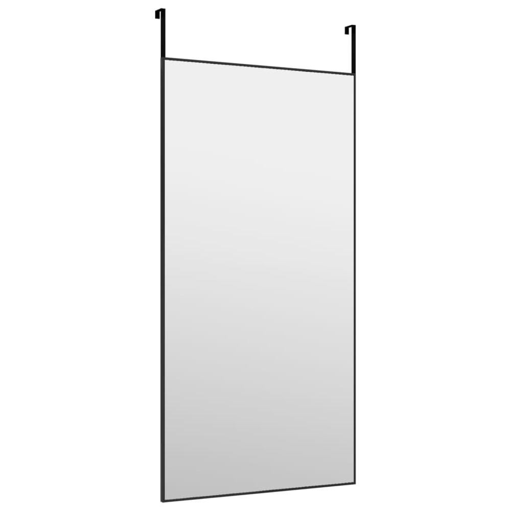 Door Mirror Black 19.7"x39.4" Glass and Aluminum. Picture 2