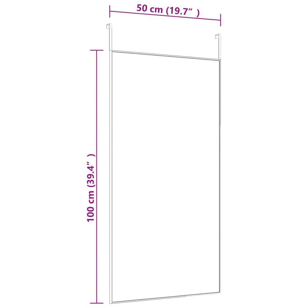 Door Mirror Black 19.7"x39.4" Glass and Aluminum. Picture 3