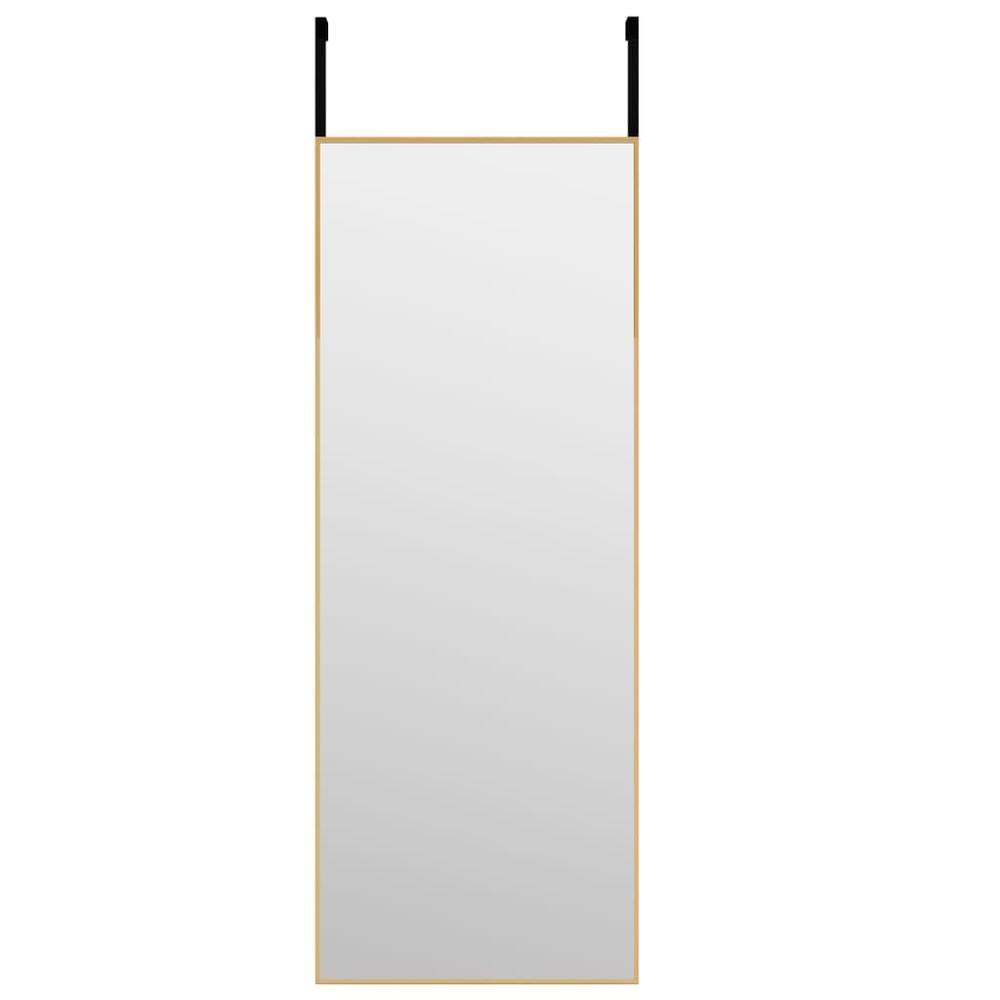 Door Mirror Gold 11.8"x31.5" Glass and Aluminum. Picture 1