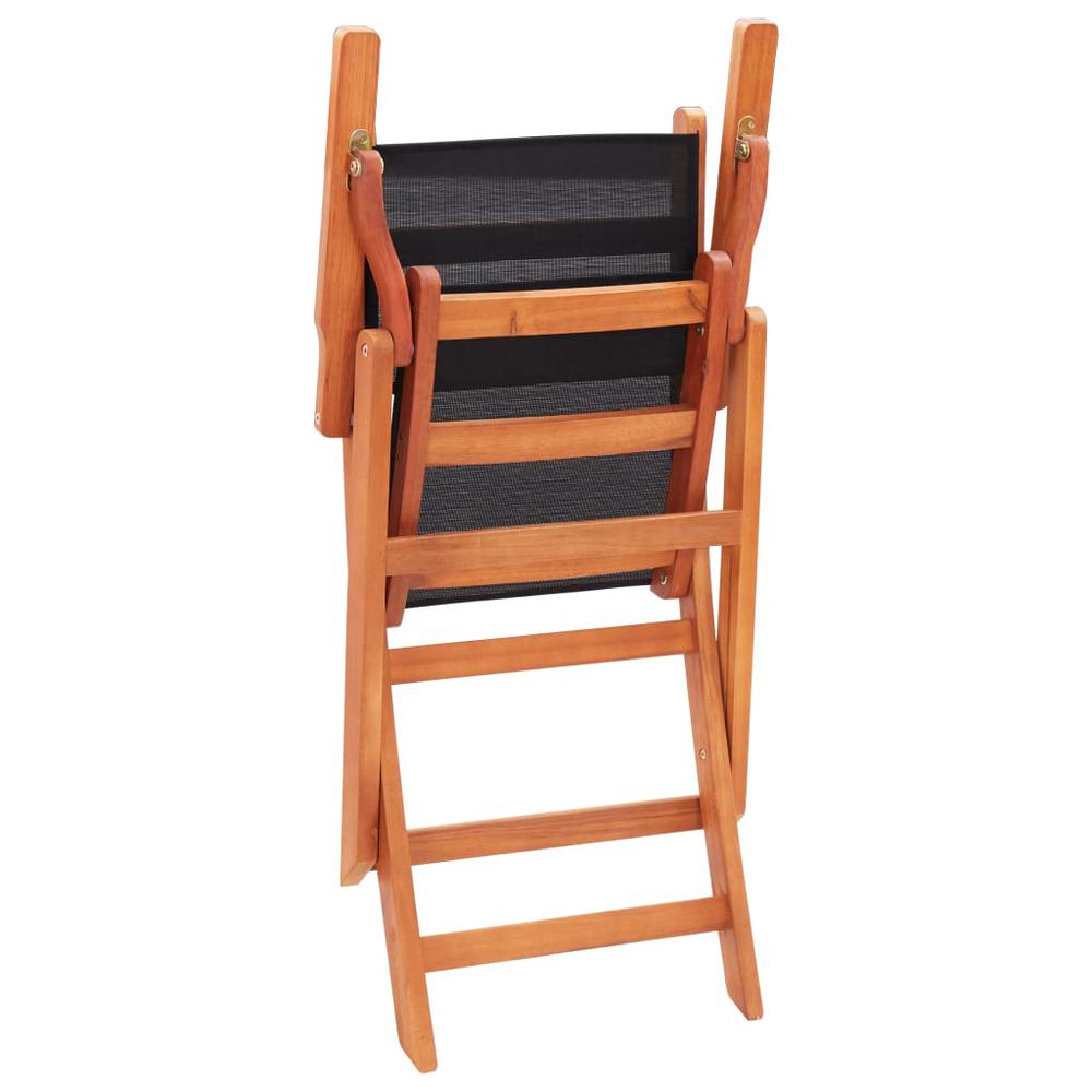 vidaXL Folding Patio Chairs 4 pcs Solid Eucalyptus Wood&Textilene, 316121. Picture 6