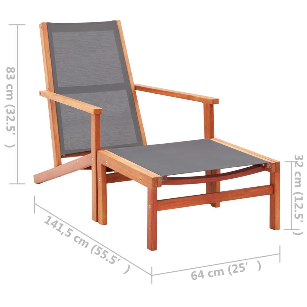 vidaXL Patio Chair with Footrest Solid Eucalyptus Wood&Textilene, 316123. Picture 8