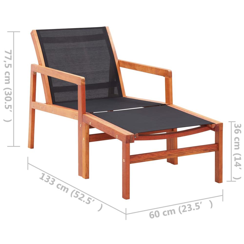 vidaXL Patio Chair with Footrest Solid Eucalyptus Wood and Textilene, 316129. Picture 7