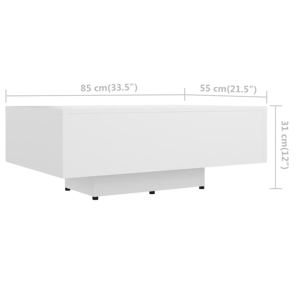 Coffee Table White 33.5"x21.7"x12.2" Engineered Wood. Picture 5