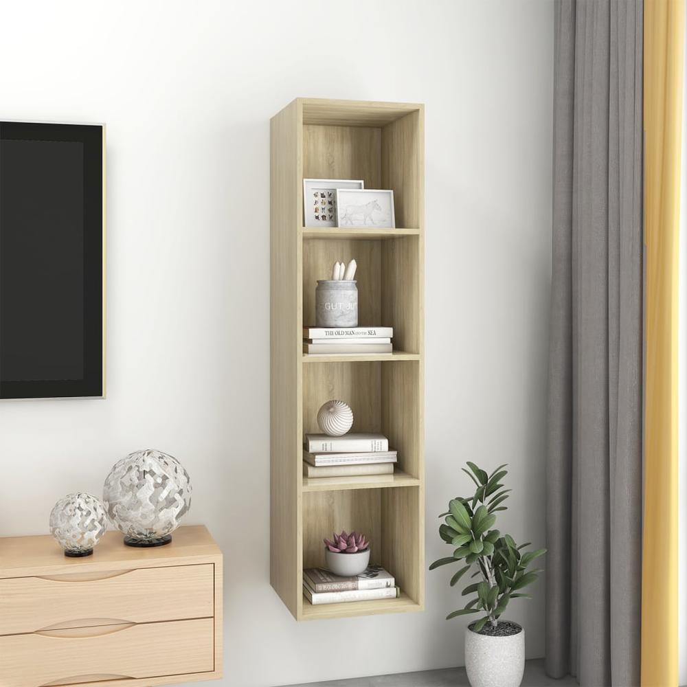 vidaXL Wall-mounted TV Cabinet Sonoma Oak 14.6"x14.6"x56.1" Engineered Wood. Picture 6