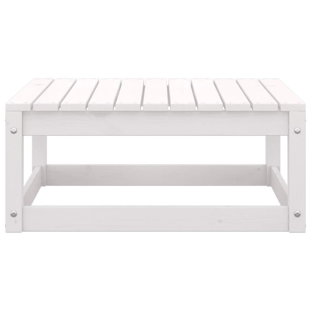 vidaXL Patio Footstools with Cushions 2 pcs White Solid Wood Pine. Picture 5