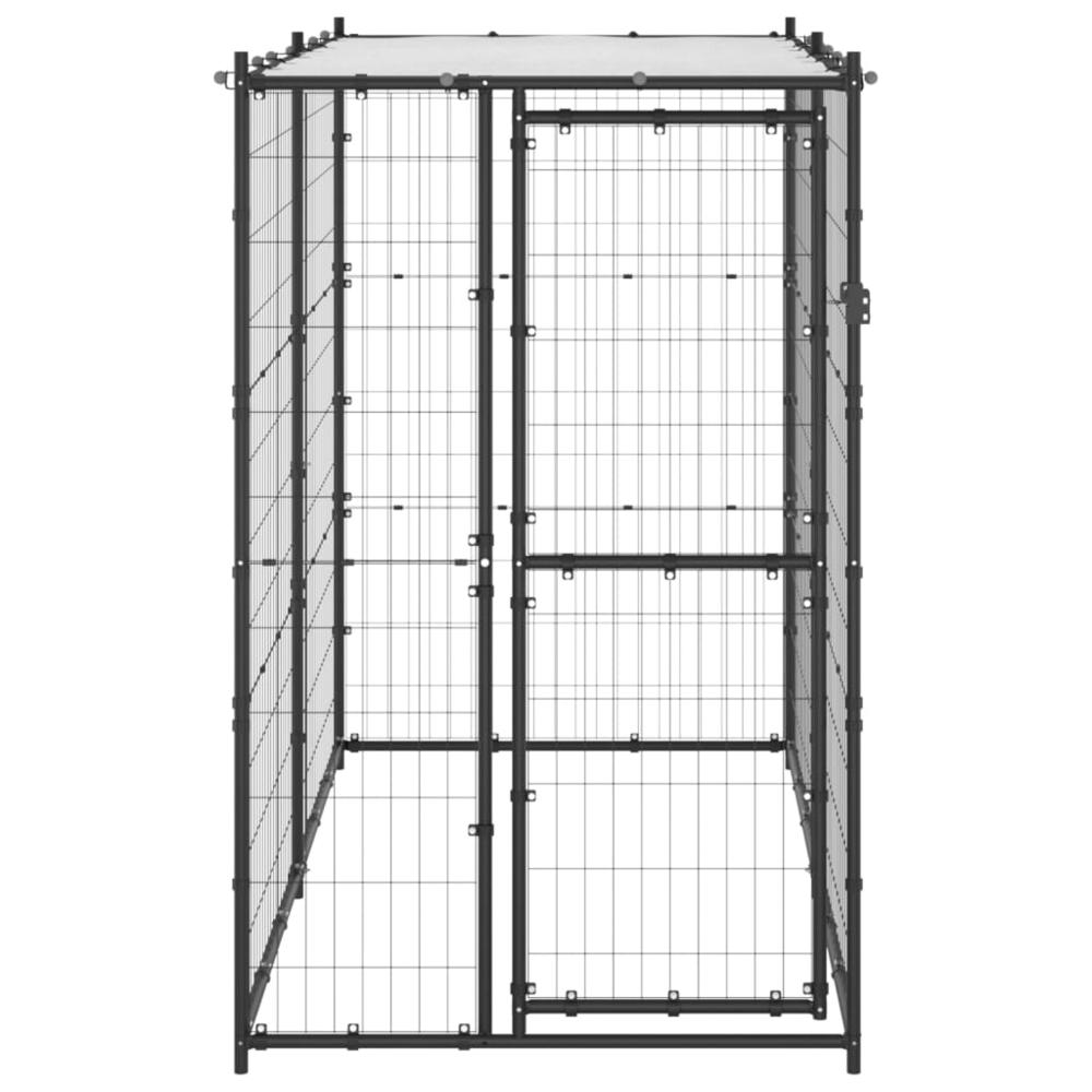 Outdoor Dog Kennel Steel with Roof 43.3"x86.6"x70.9". Picture 1