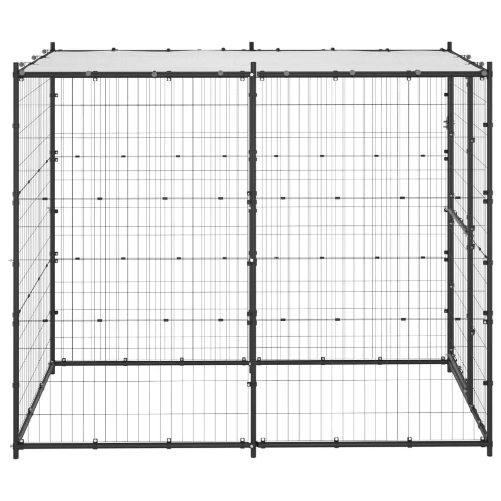 Outdoor Dog Kennel Steel with Roof 43.3"x86.6"x70.9". Picture 2
