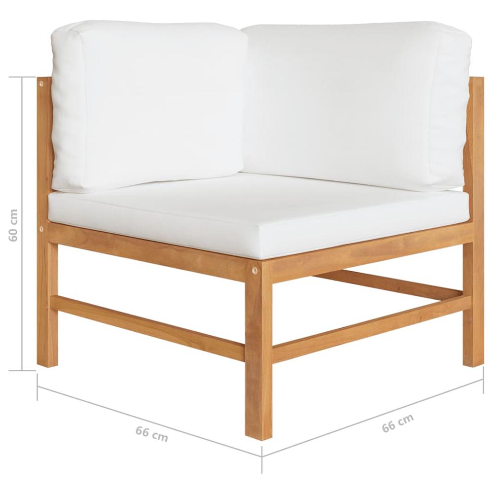 vidaXL 2-seater Patio Bench with Cream Cushions Solid Teak Wood. Picture 6