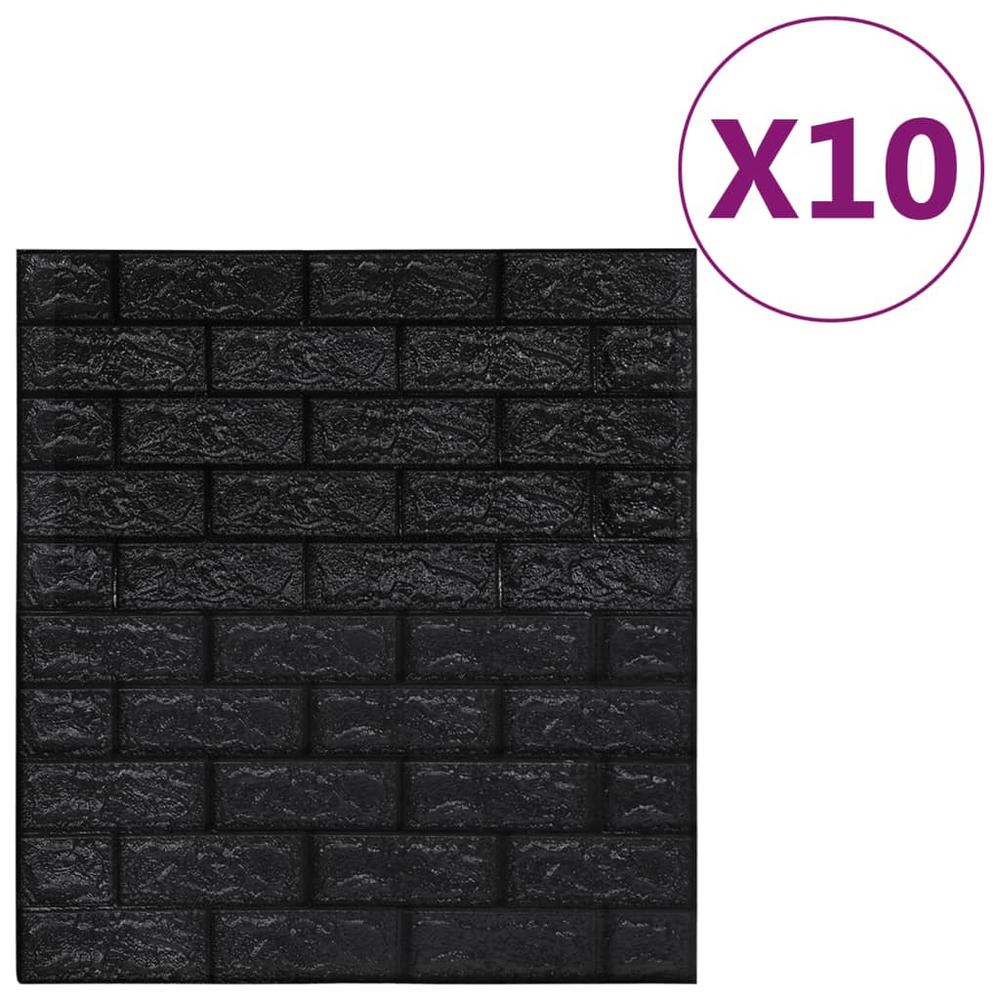 3D Wallpaper Bricks Self-adhesive 10 pcs Black. Picture 1