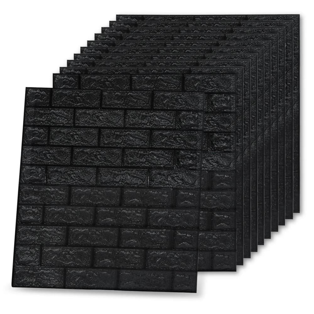 3D Wallpaper Bricks Self-adhesive 10 pcs Black. Picture 3