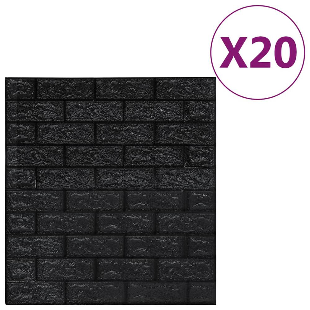 3D Wallpaper Bricks Self-adhesive 20 pcs Black. Picture 1
