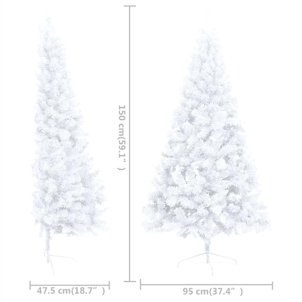 vidaXL Artificial Half Christmas Tree with Stand White 59.1" PVC. Picture 8