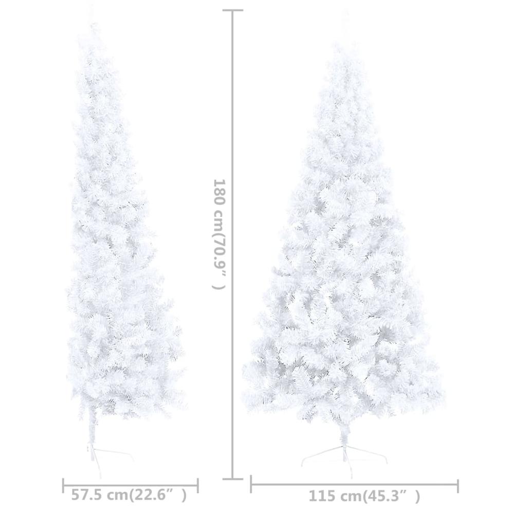 vidaXL Artificial Half Christmas Tree with Stand White 70.9" PVC. Picture 8