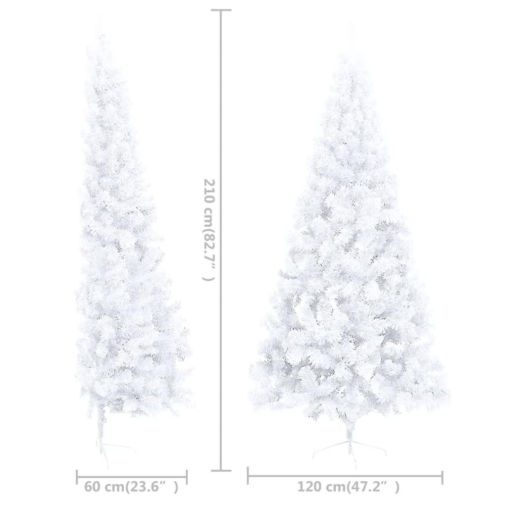 vidaXL Artificial Half Christmas Tree with Stand White 82.7" PVC. Picture 8