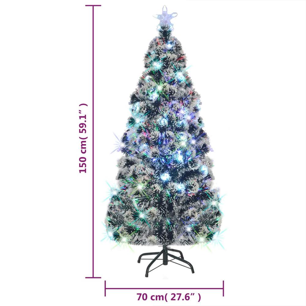 vidaXL Christmas Tree with LEDs Green and White 59.1" Fiber Optic. Picture 7