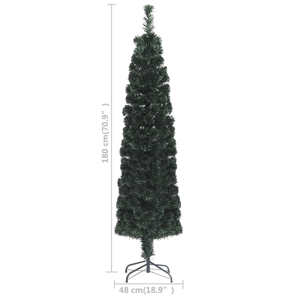 vidaXL Artificial Slim Christmas Tree with Stand 70.9" Fiber Optic. Picture 8