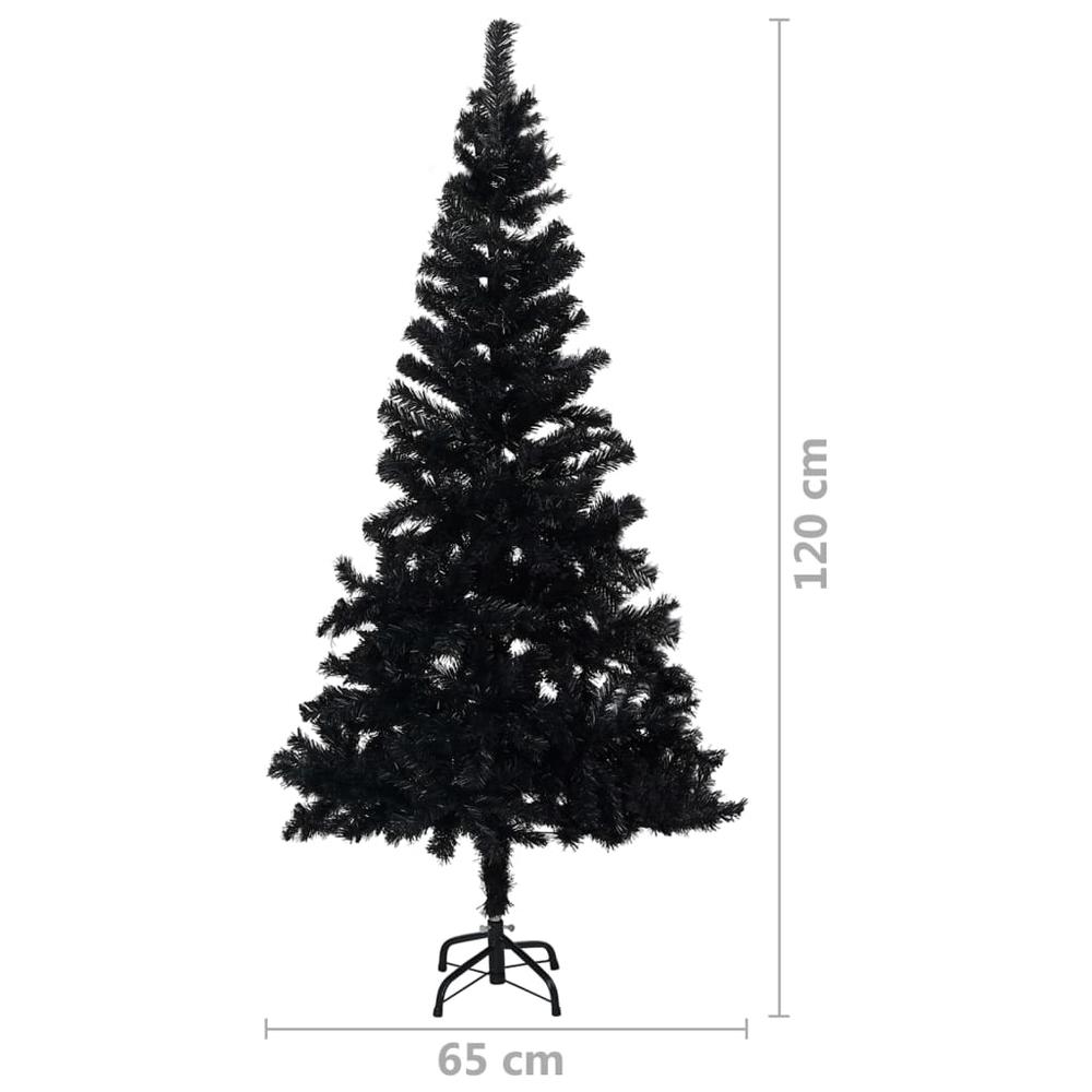 vidaXL Artificial Christmas Tree with Stand Black 47.2" PVC. Picture 5