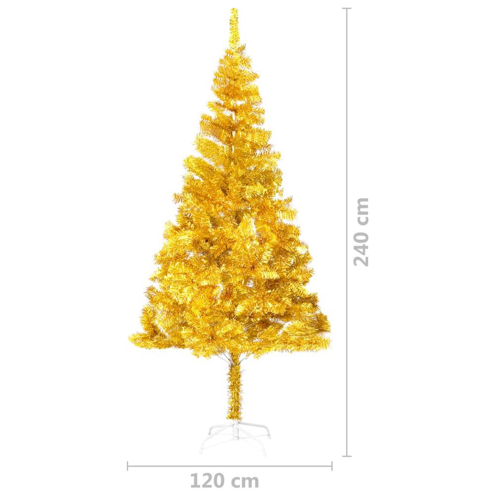 vidaXL Artificial Christmas Tree with Stand Gold 94.5" PET. Picture 5