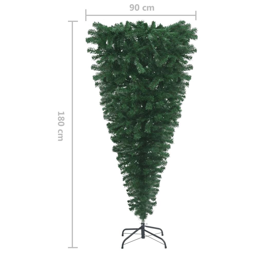 vidaXL Upside-down Artificial Christmas Tree with Stand Green 70.9". Picture 5