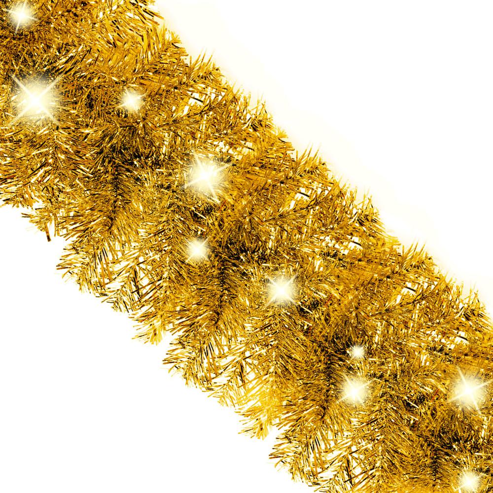 vidaXL Christmas Garland with LED Lights 197" Gold. Picture 5