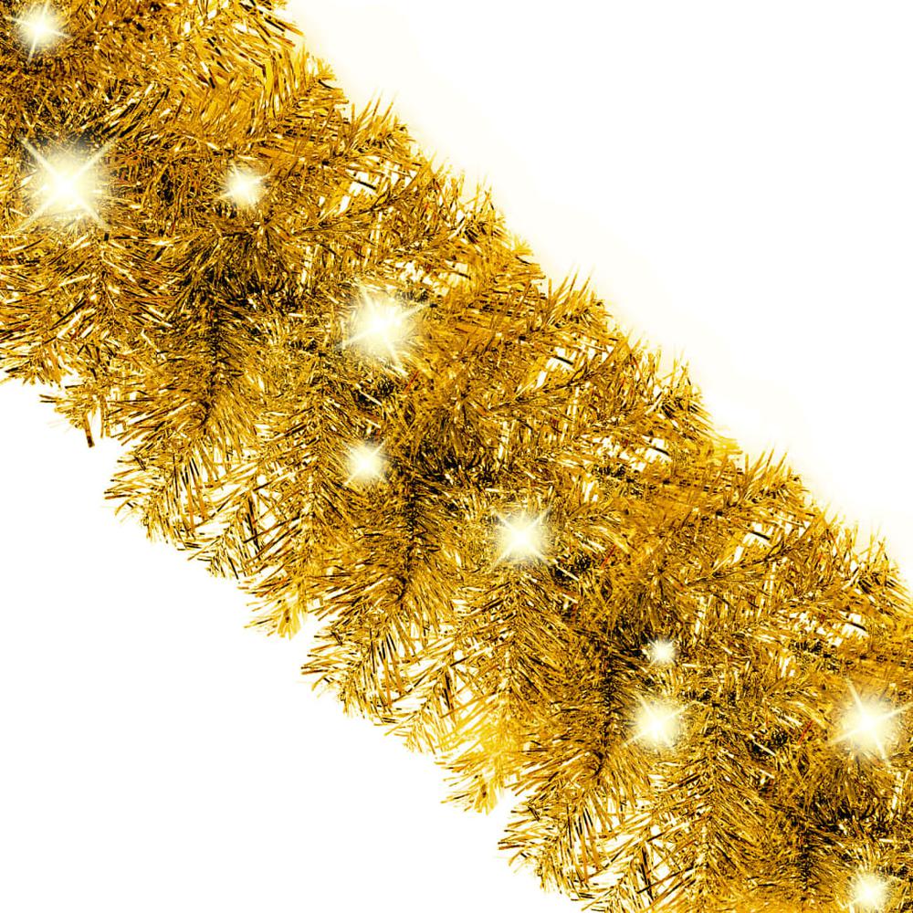 vidaXL Christmas Garland with LED Lights 393.7" Gold. Picture 5