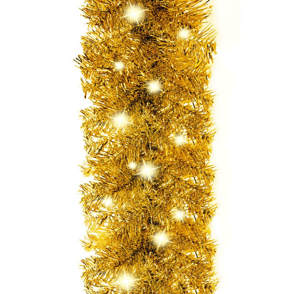 vidaXL Christmas Garland with LED Lights 787.4" Gold. Picture 6