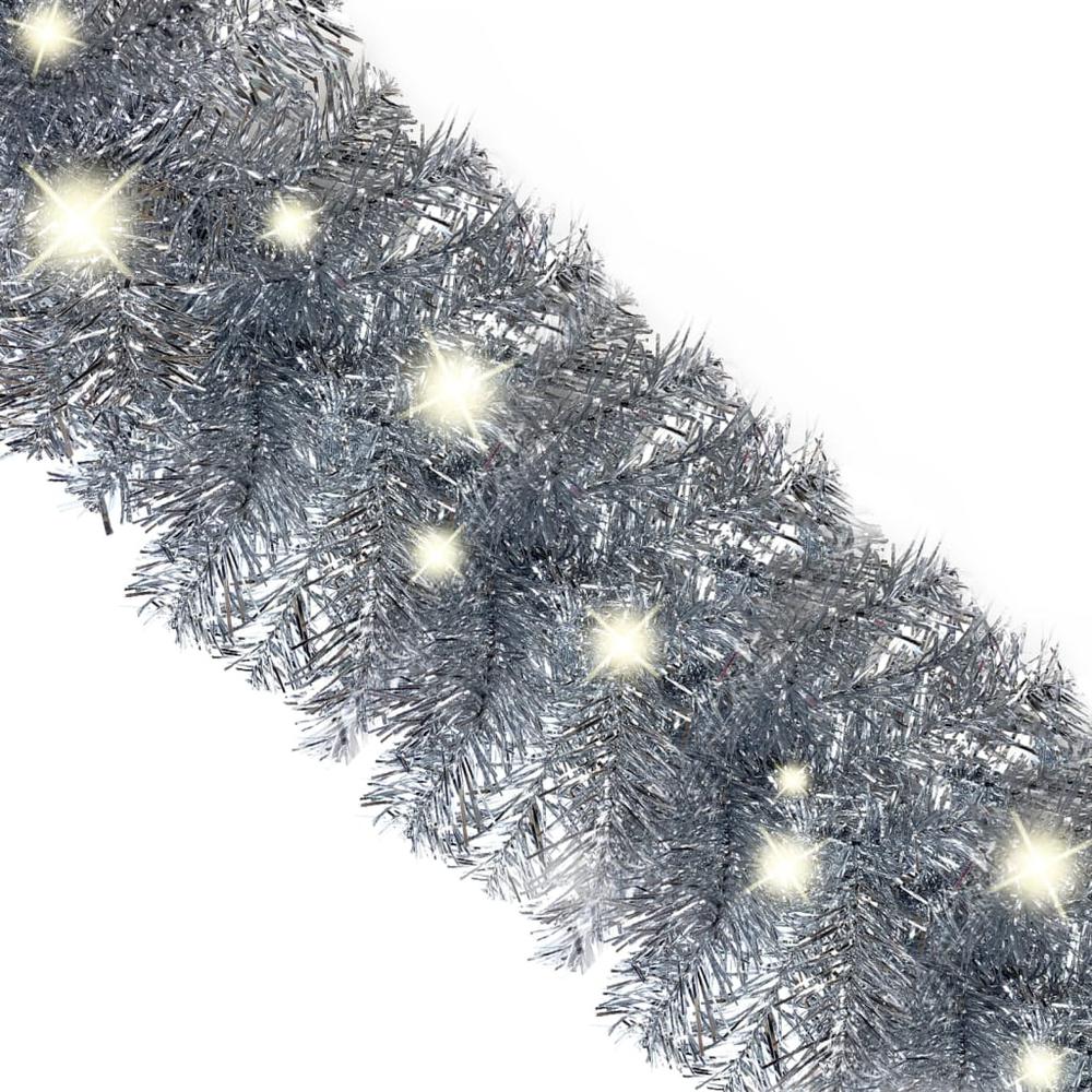 vidaXL Christmas Garland with LED Lights 393.7" Silver. Picture 5