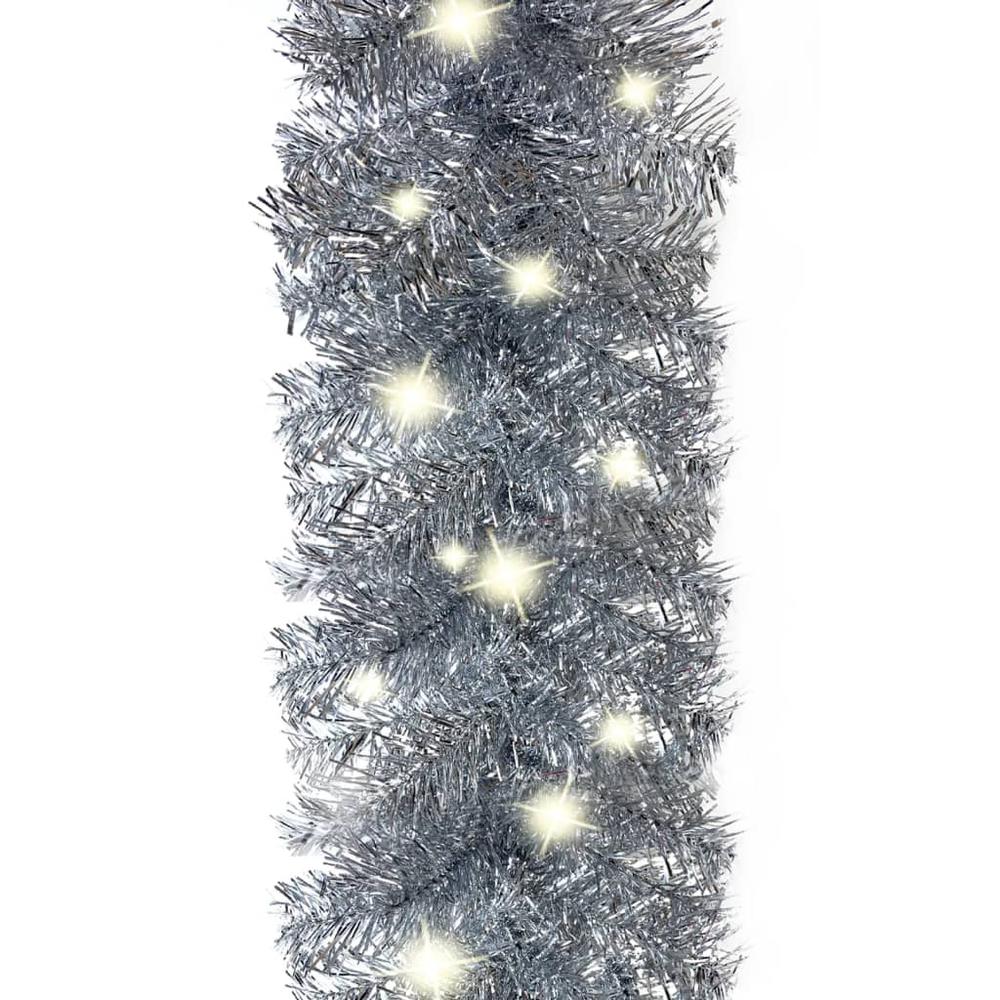 vidaXL Christmas Garland with LED Lights 393.7" Silver. Picture 6