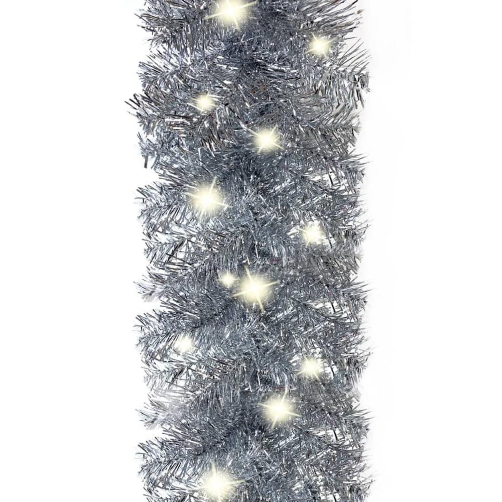 vidaXL Christmas Garland with LED Lights 787.4" Silver. Picture 6