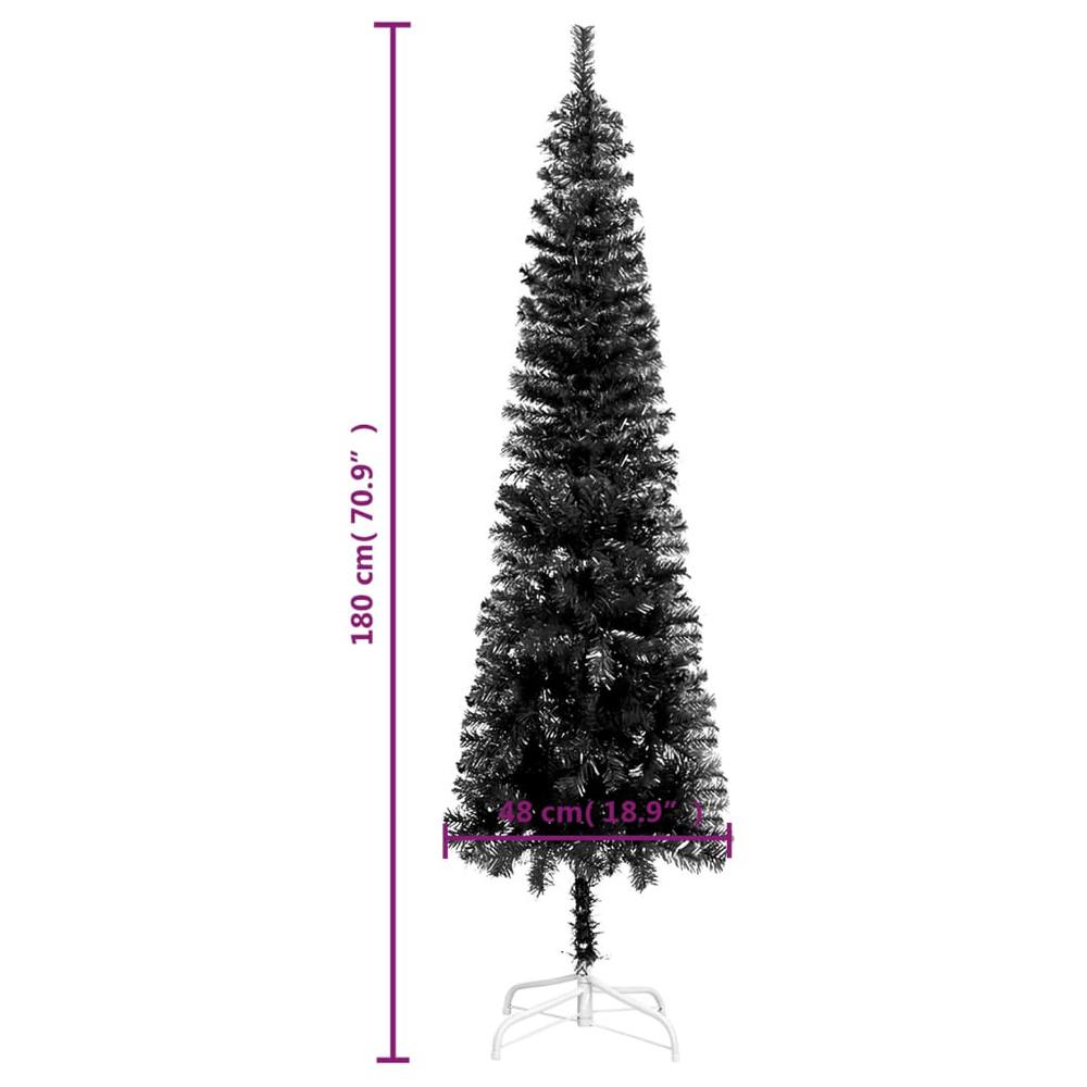 vidaXL Slim Christmas Tree Black 70.9". Picture 6
