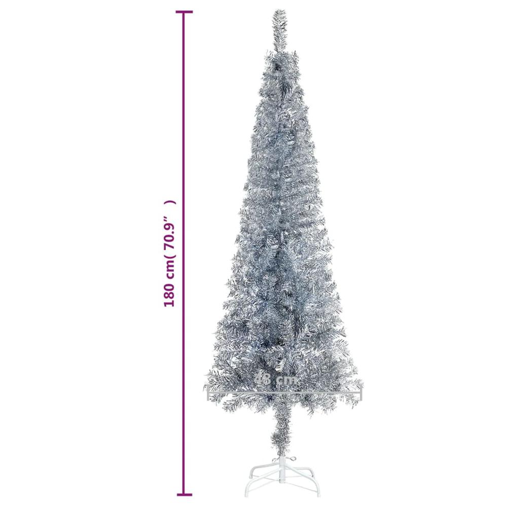 vidaXL Slim Christmas Tree Silver 70.9". Picture 6