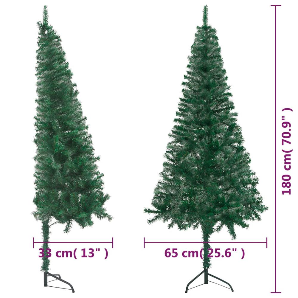 vidaXL Corner Artificial Christmas Tree Green 70.9" PVC. Picture 8
