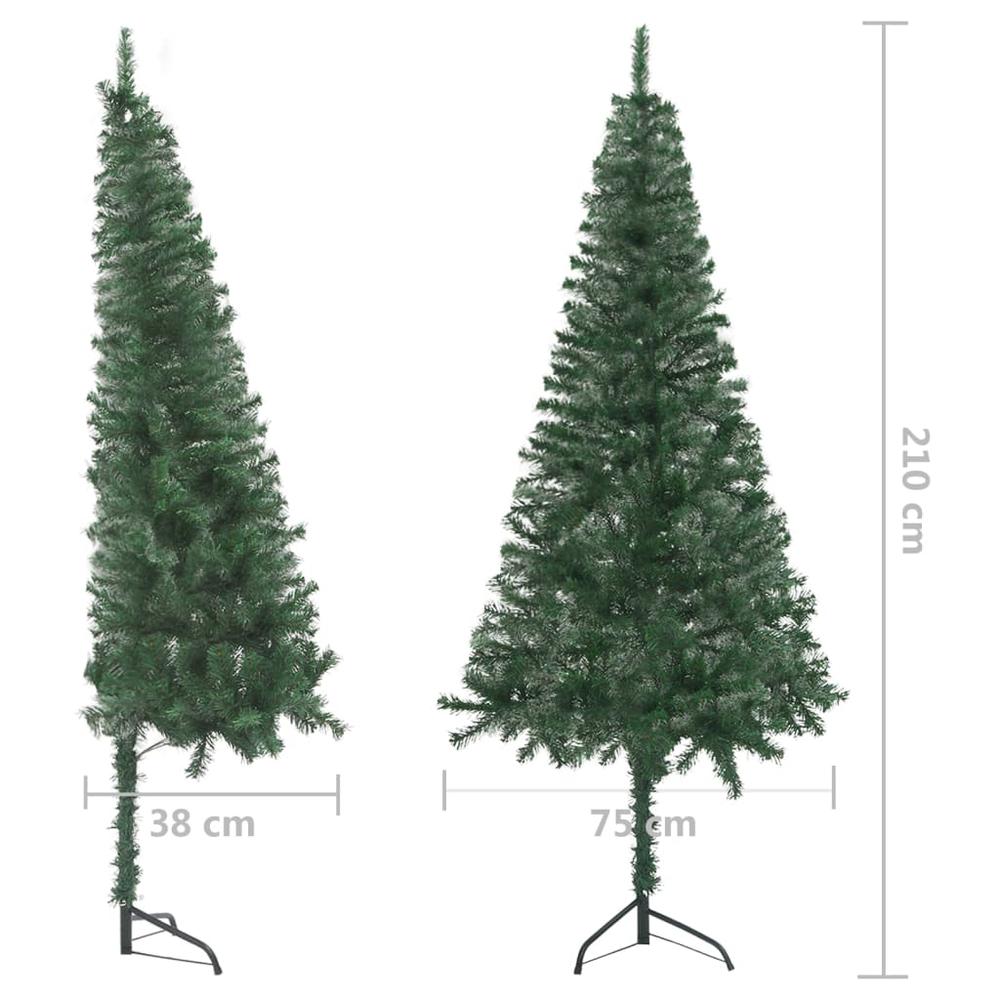 vidaXL Corner Artificial Christmas Tree Green 82.7" PVC. Picture 8