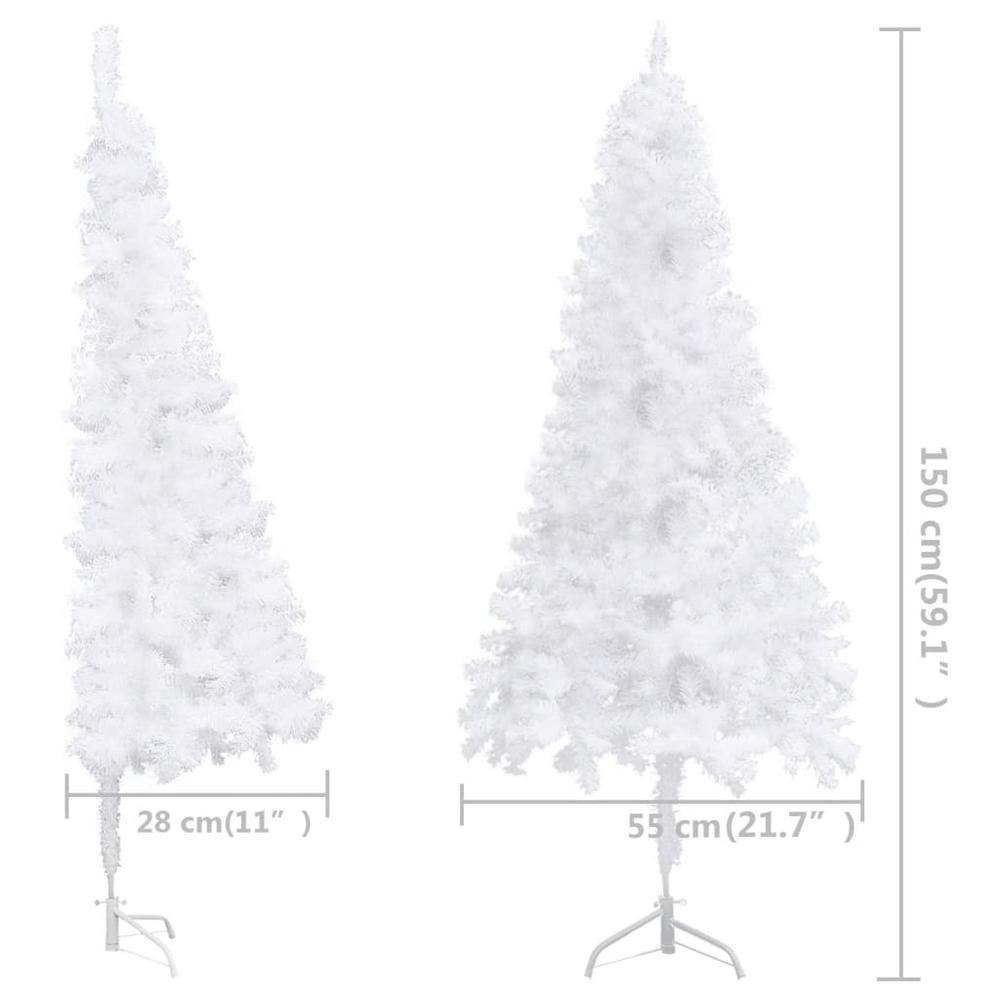 vidaXL Corner Artificial Christmas Tree White 59.1" PVC. Picture 8