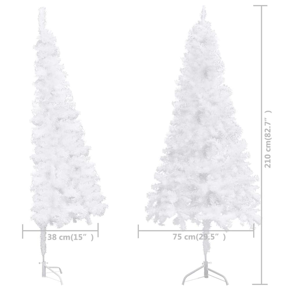 vidaXL Corner Artificial Christmas Tree White 82.7" PVC. Picture 8