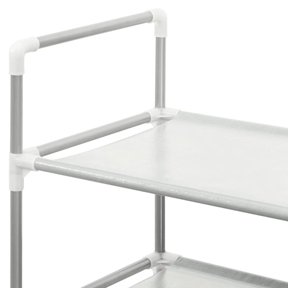 vidaXL Shoe Rack with 4 Shelves Metal and Non-woven Fabric Silver. Picture 6