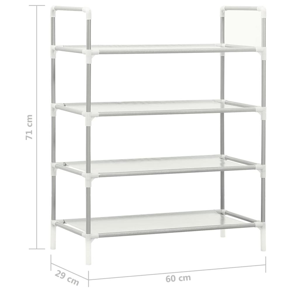 vidaXL Shoe Rack with 4 Shelves Metal and Non-woven Fabric Silver. Picture 7