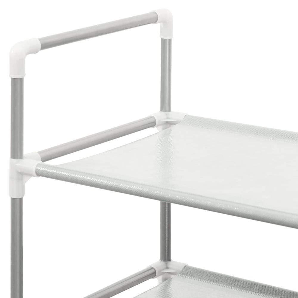 vidaXL Shoe Rack with 8 Shelves Metal and Non-woven Fabric Silver. Picture 5