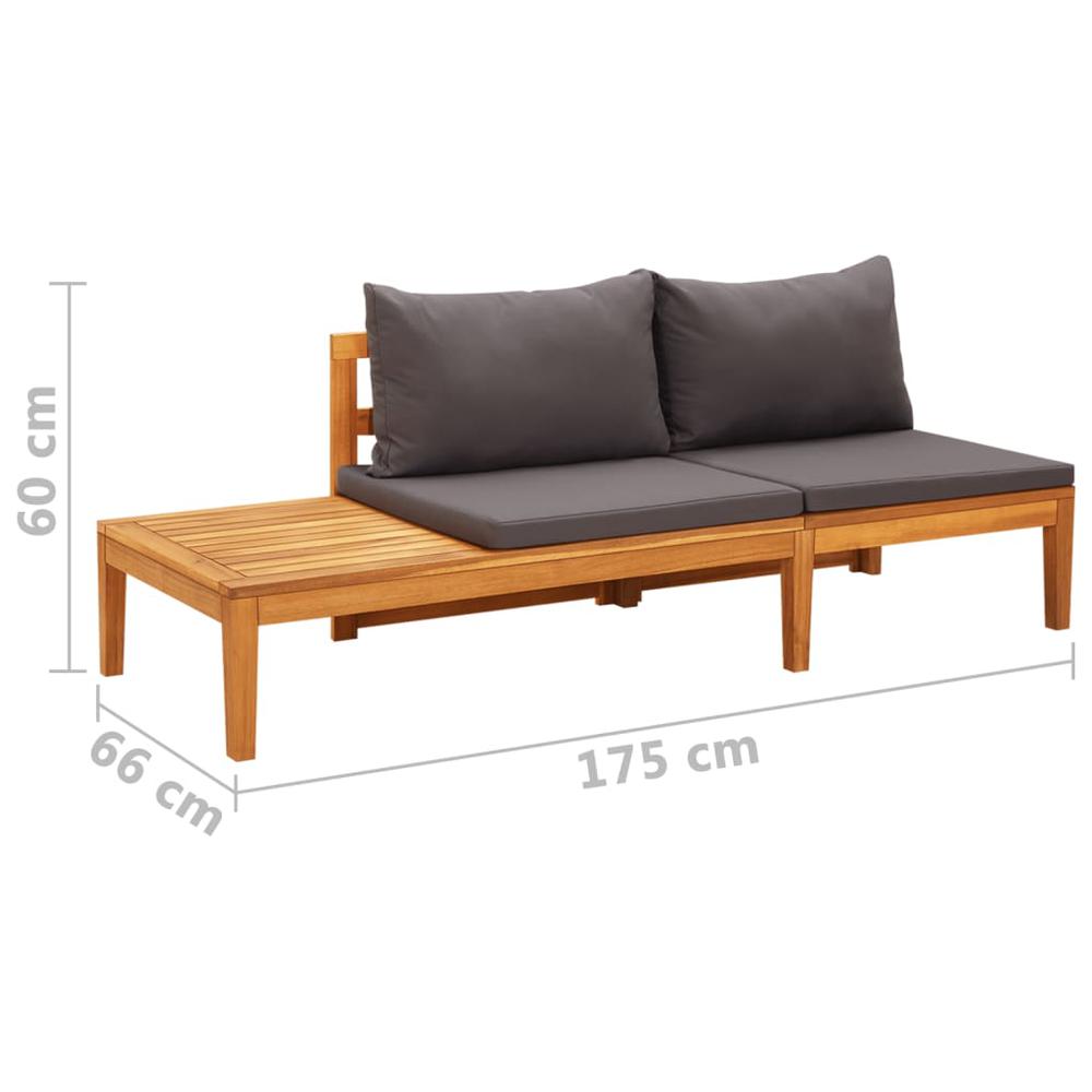 vidaXL Patio Bench with Table Dark Gray Cushions Solid Acacia Wood. Picture 8