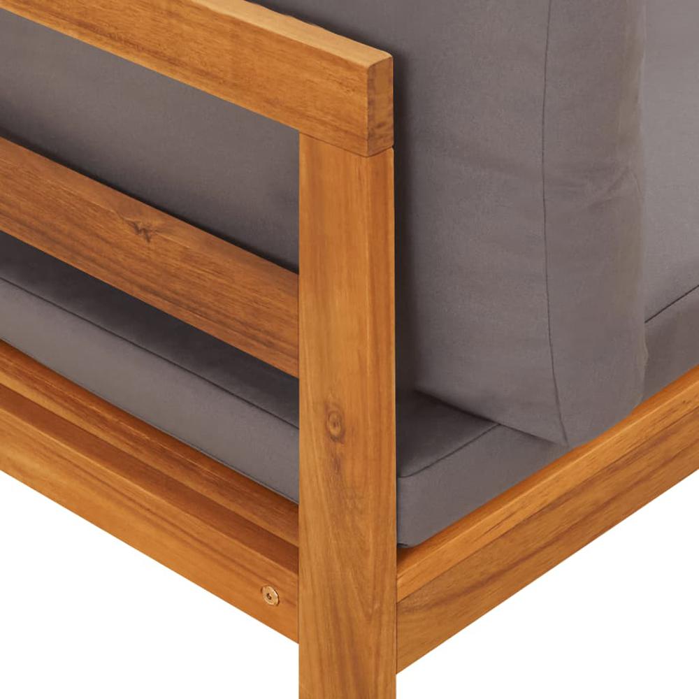 vidaXL Corner Sofa with Dark Gray Cushions Solid Acacia Wood. Picture 6