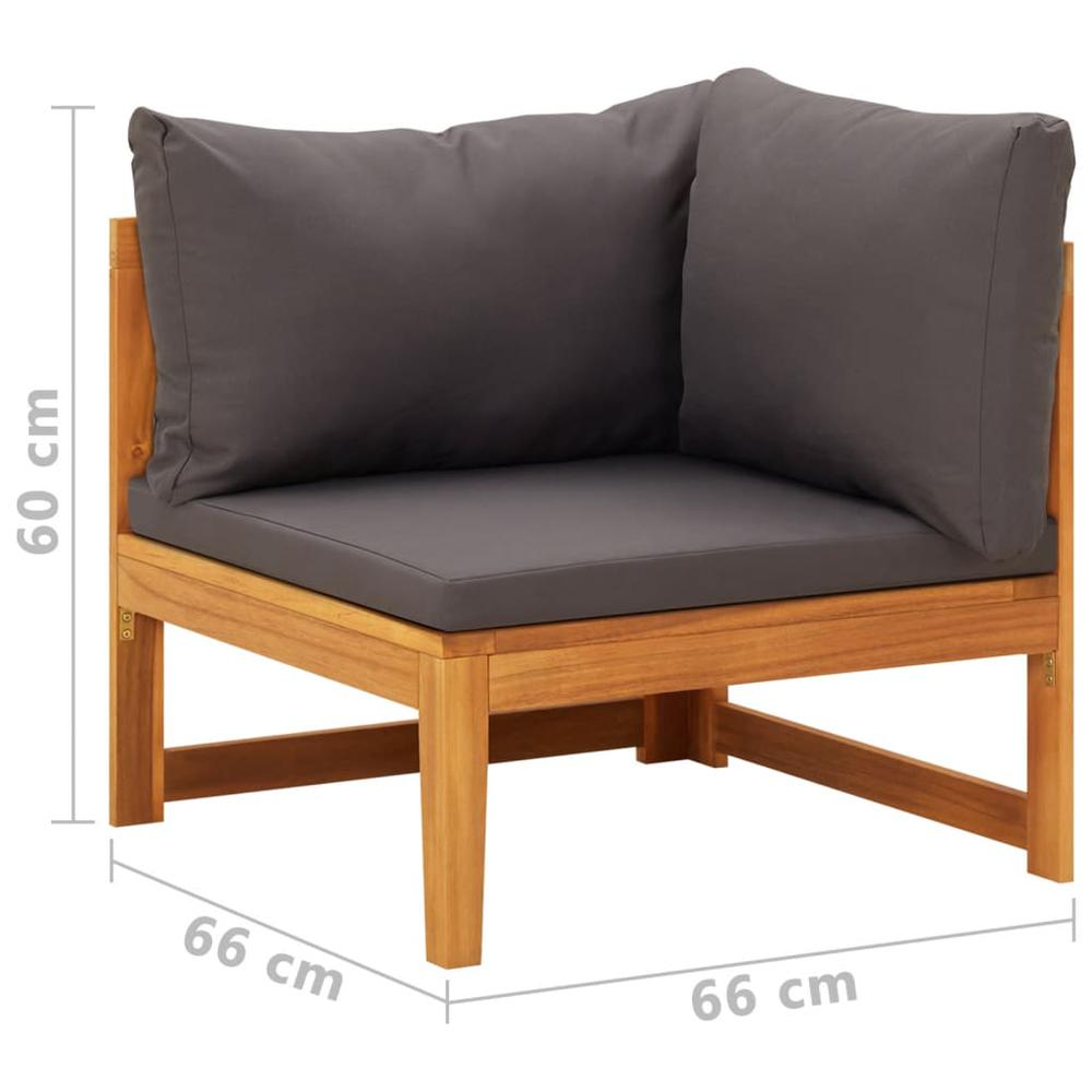 vidaXL Corner Sofa with Dark Gray Cushions Solid Acacia Wood. Picture 8