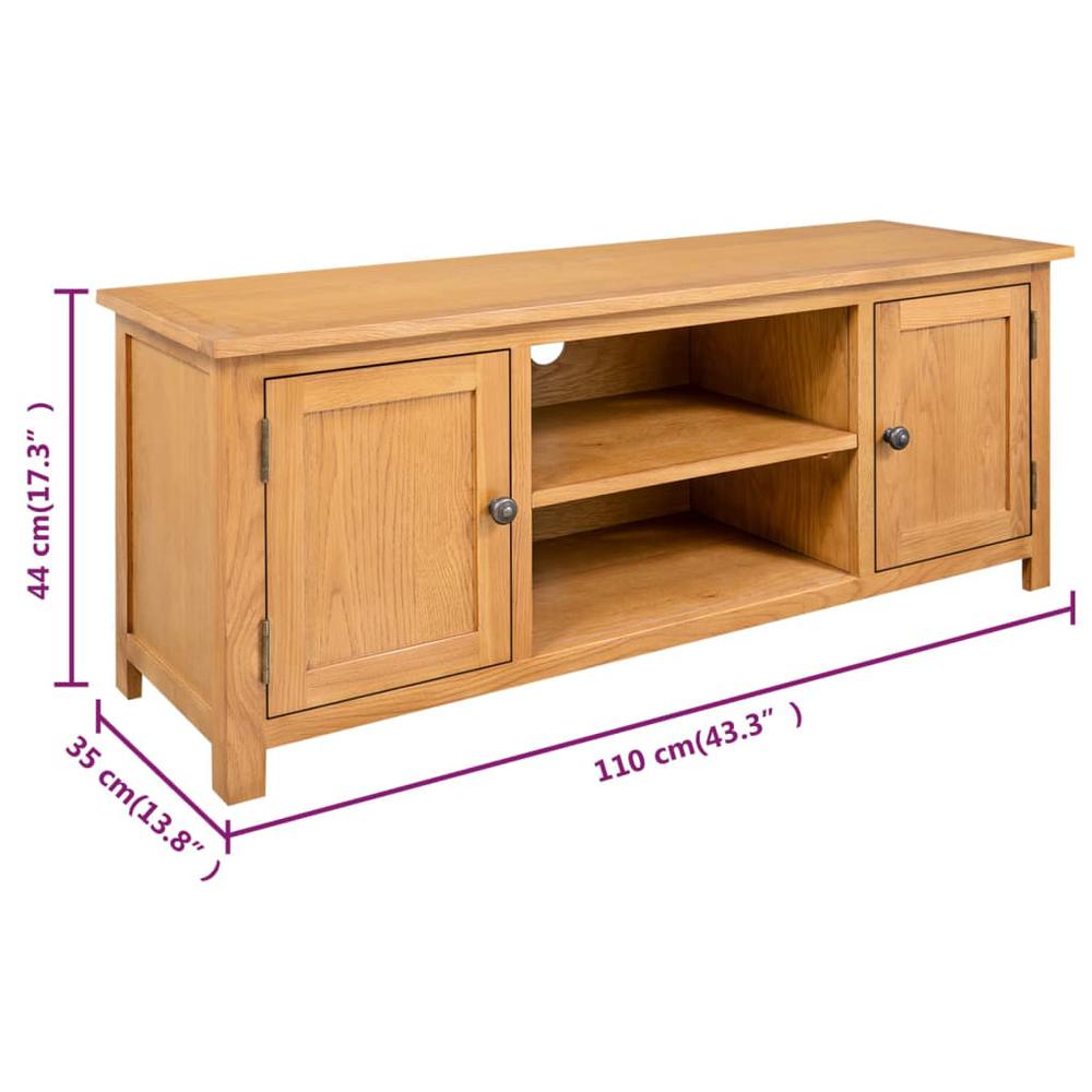 vidaXL TV Cabinet 43.3"x13.8"x17.3" Solid Oak Wood, 327434. Picture 7