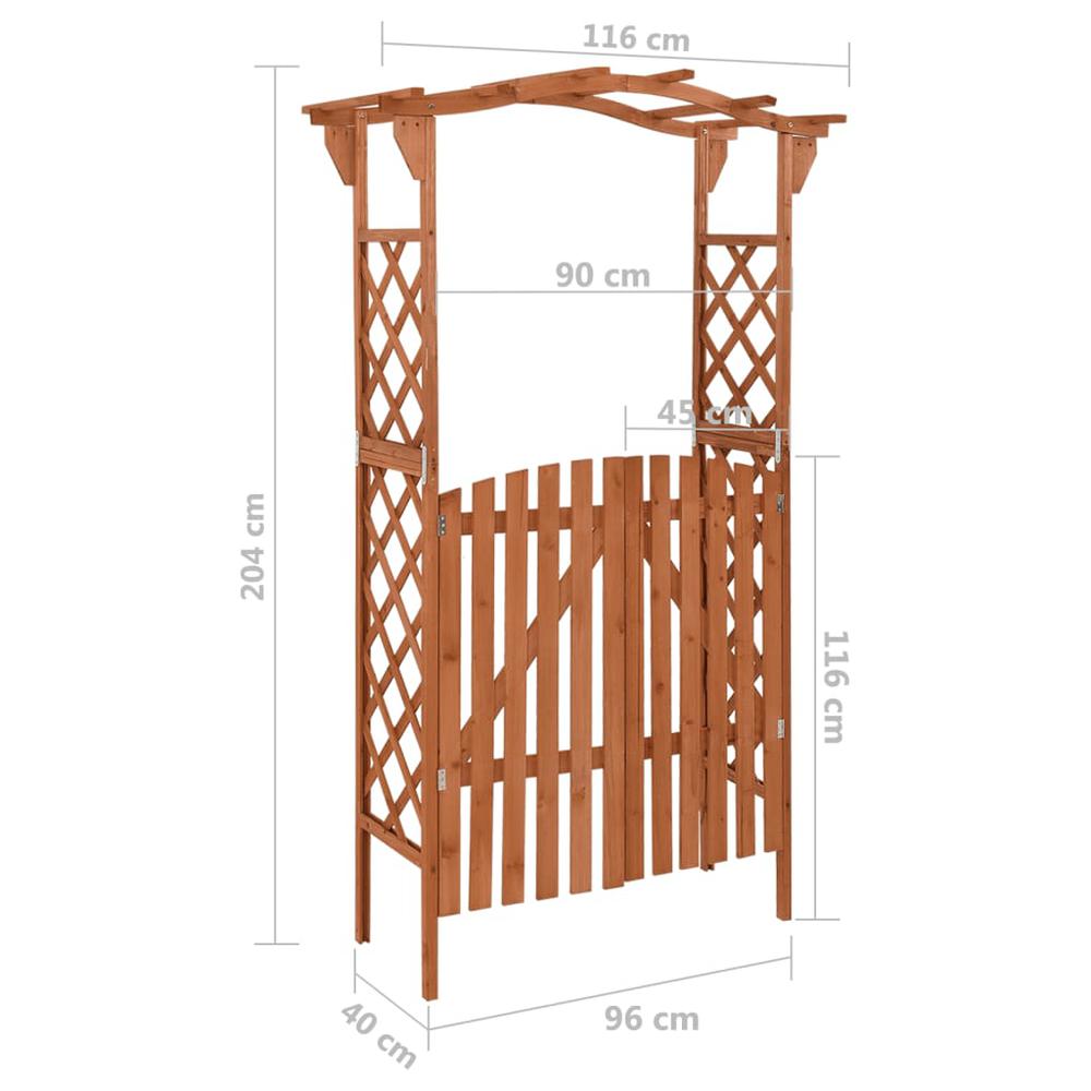 vidaXL Pergola with Gate 45.7"x15.7"x80.3" Solid Firwood. Picture 6