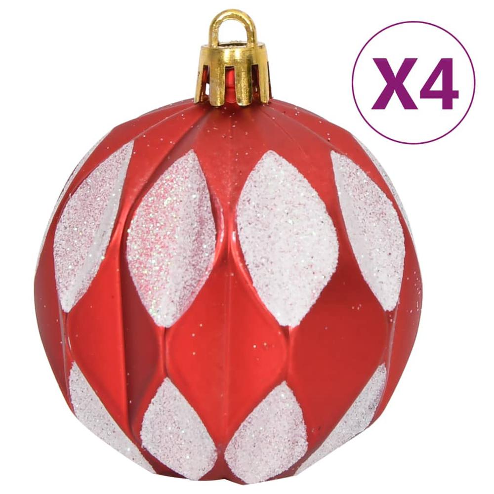 64 Piece Christmas Bauble Set Red and White. Picture 4