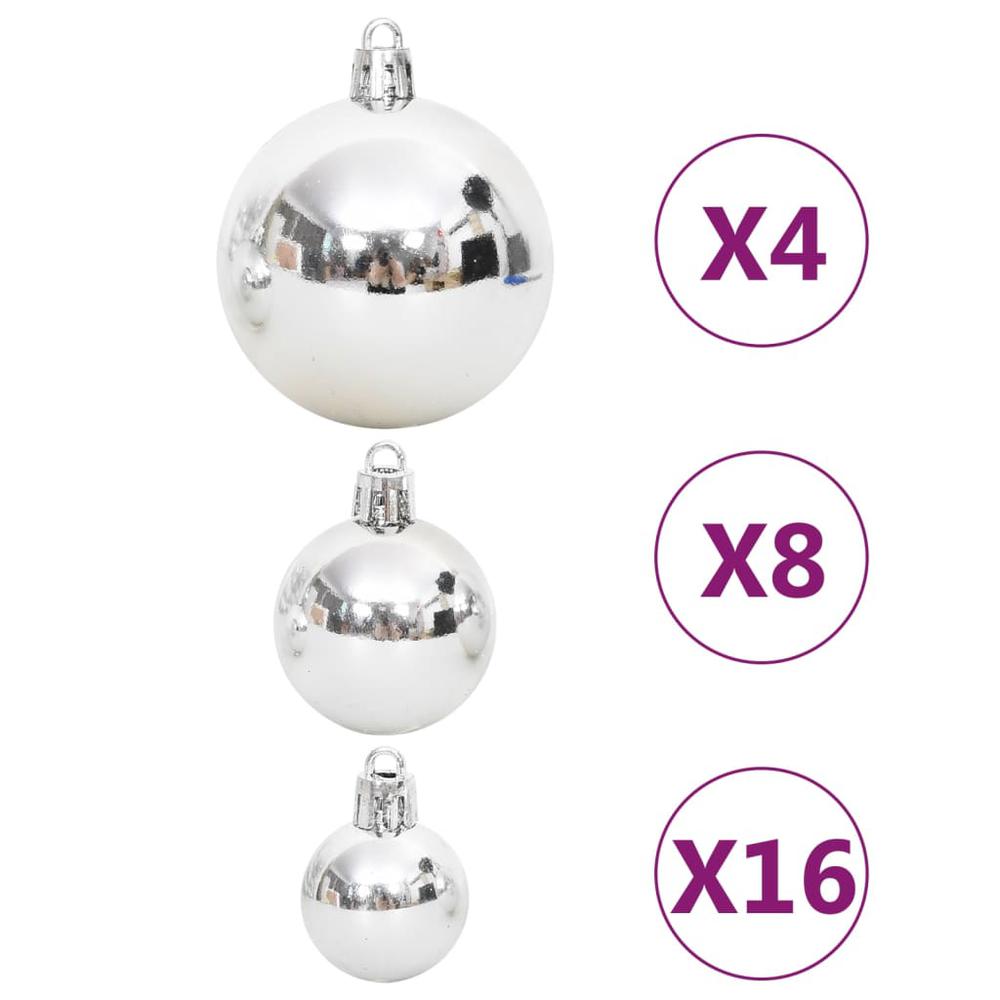 108 Piece Christmas Bauble Set Silver and White. Picture 5