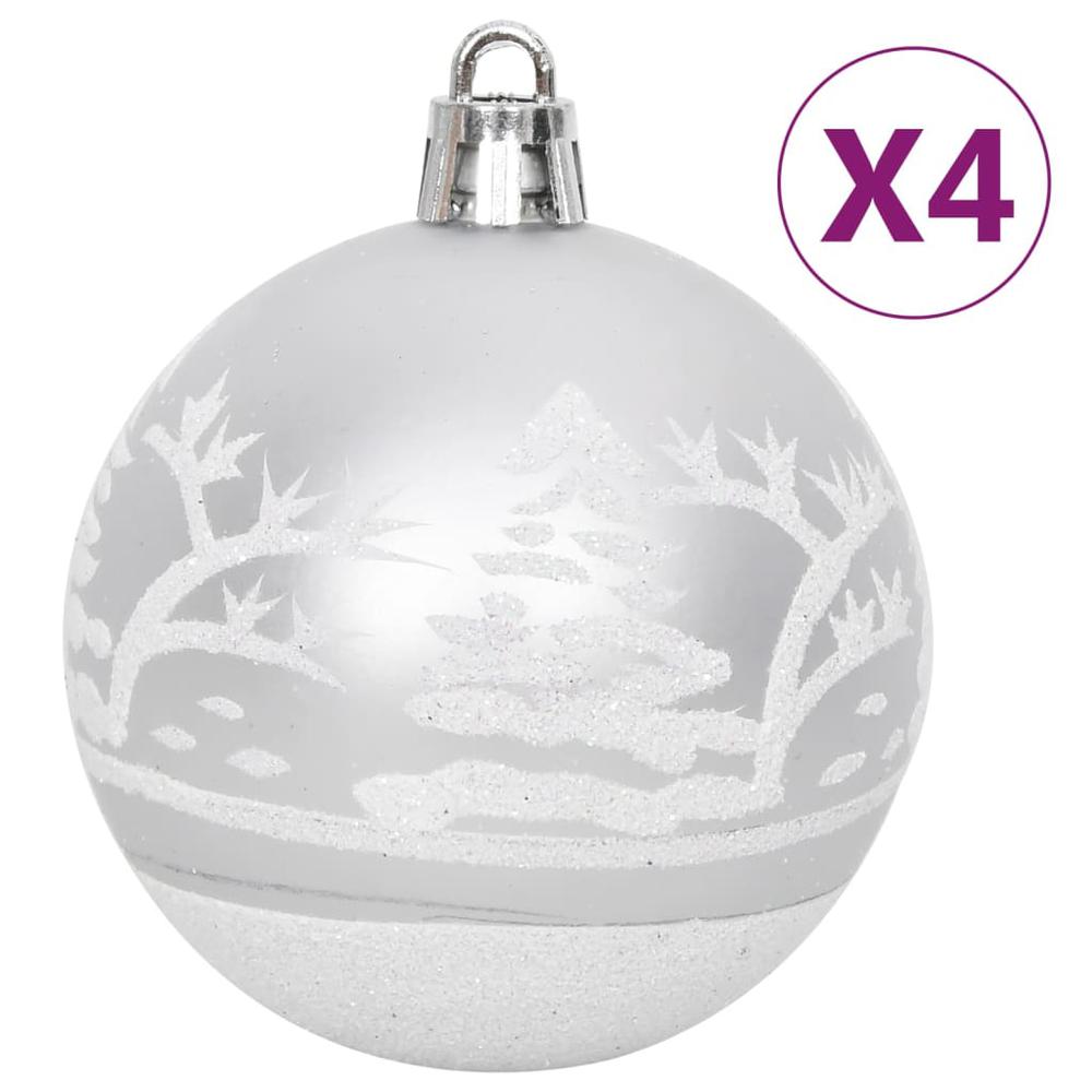 108 Piece Christmas Bauble Set Silver and White. Picture 8