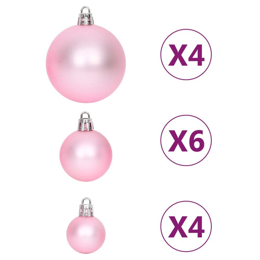 108 Piece Christmas Bauble Set White and Pink. Picture 6