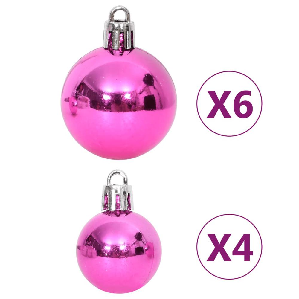 108 Piece Christmas Bauble Set White and Pink. Picture 7