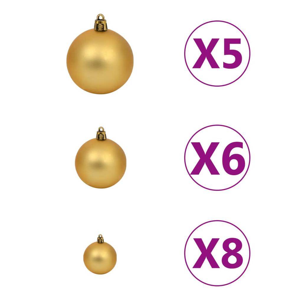 vidaXL 61 Piece Christmas Ball Set with Peak and 150 LEDs Gold&Bronze. Picture 6