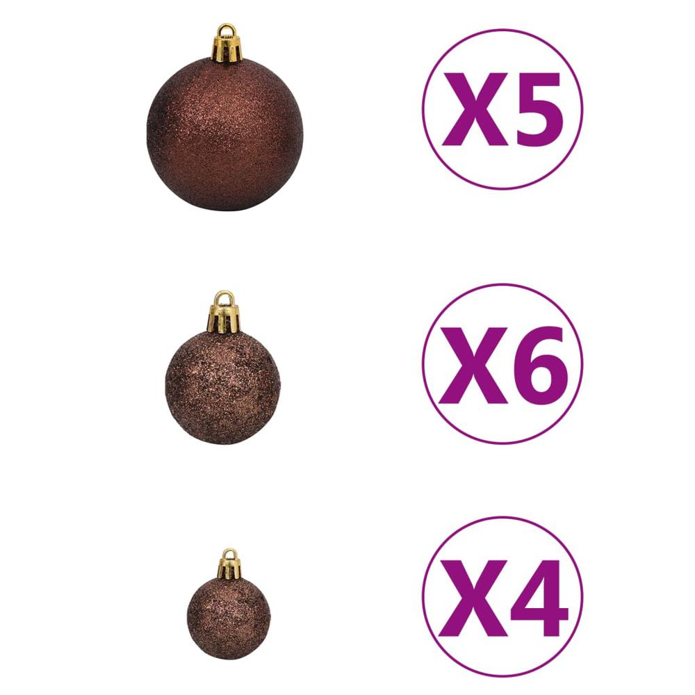vidaXL 61 Piece Christmas Ball Set with Peak and 150 LEDs Gold&Bronze. Picture 7